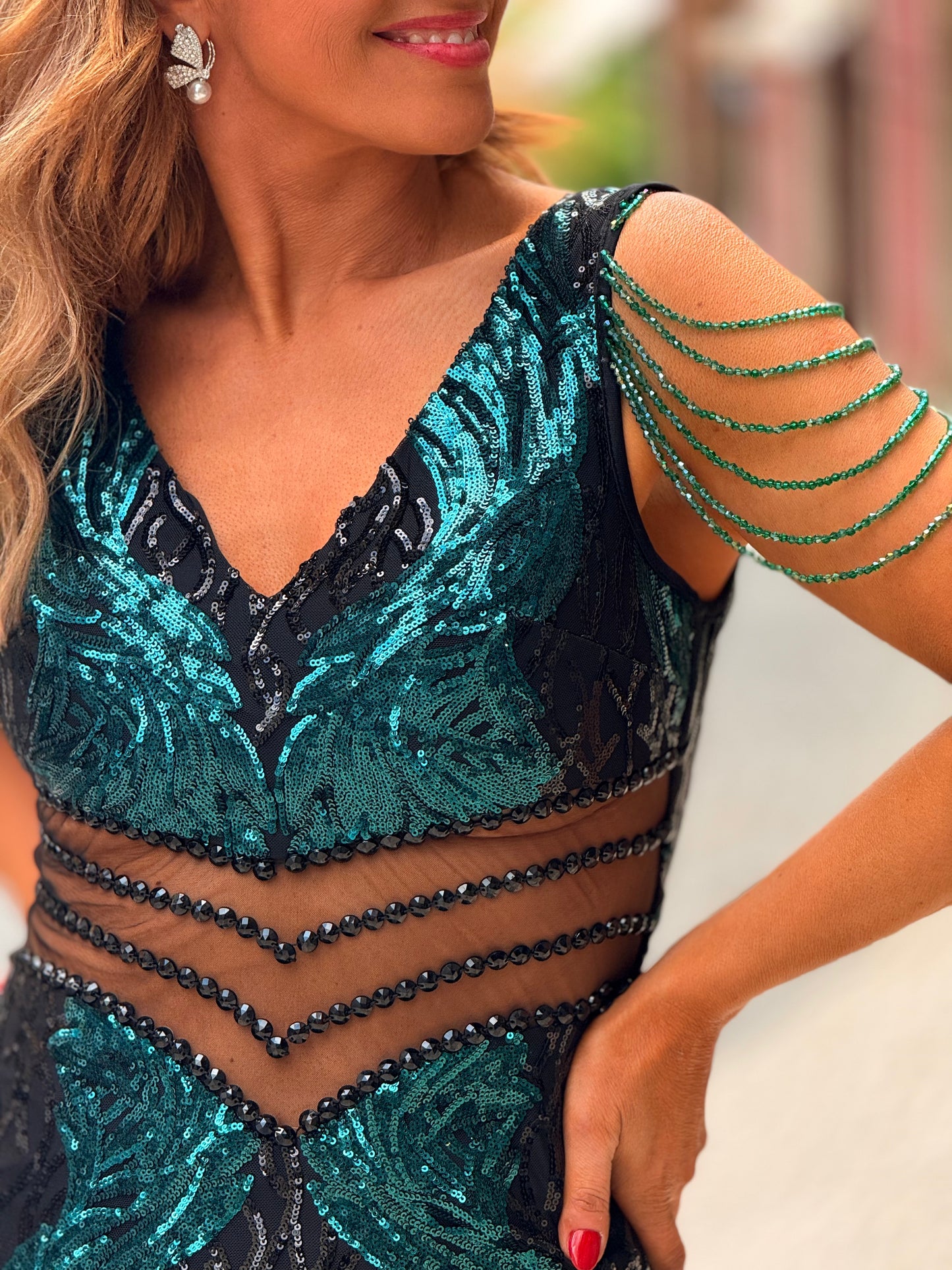 Vestido sereia em pedraria