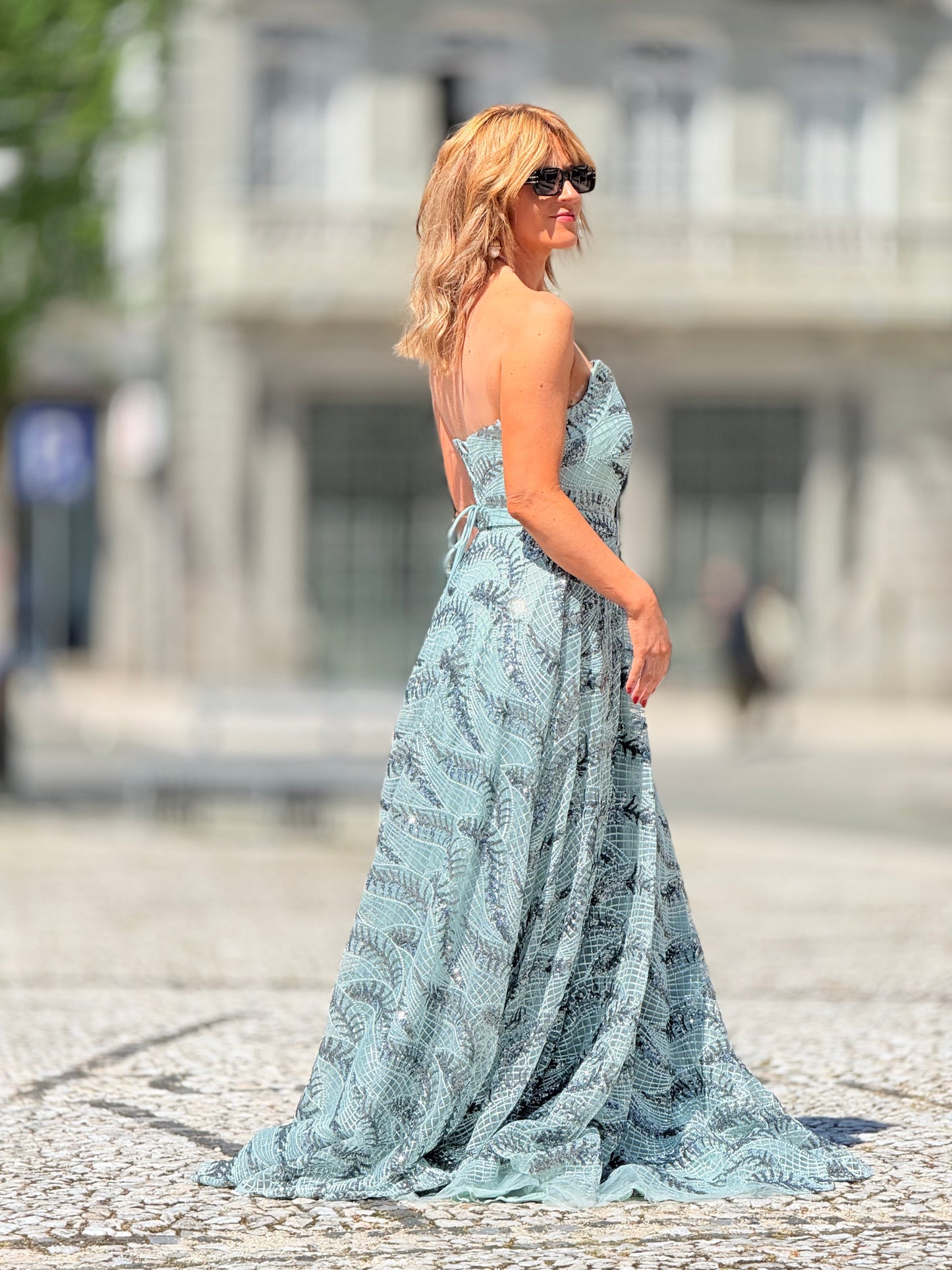 Vestido texturado com brilho