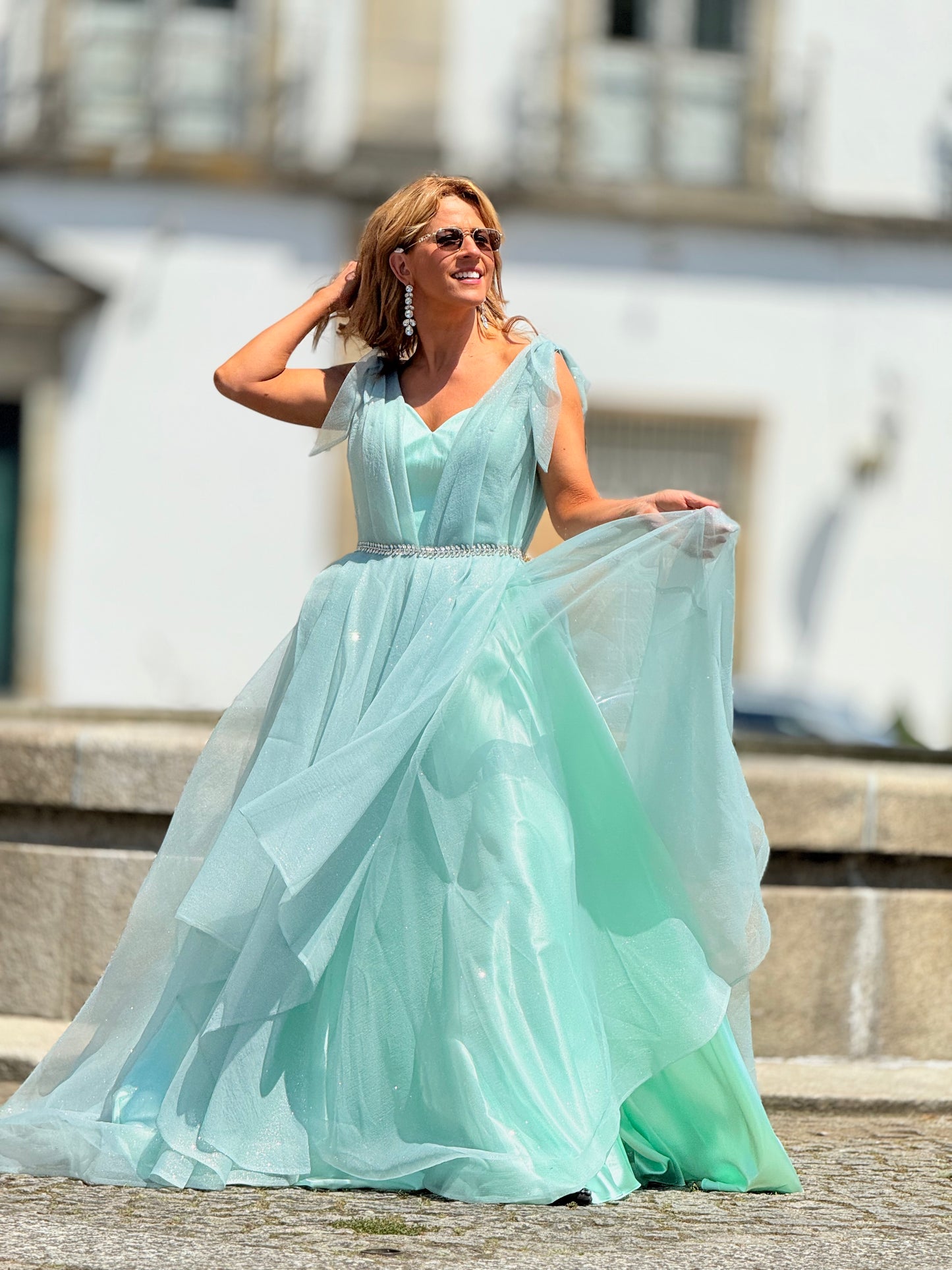 Vestido verde água