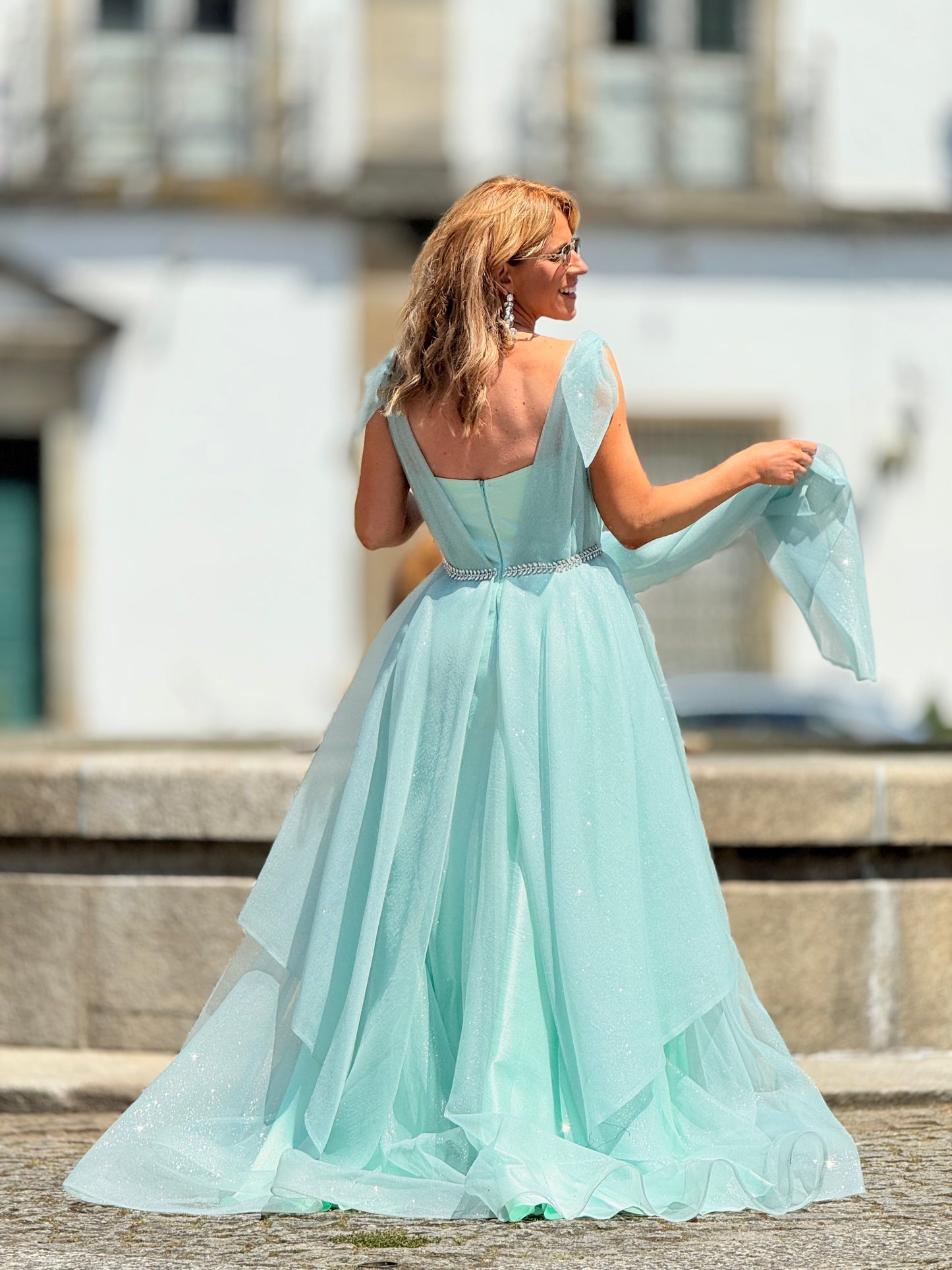 Vestido verde água