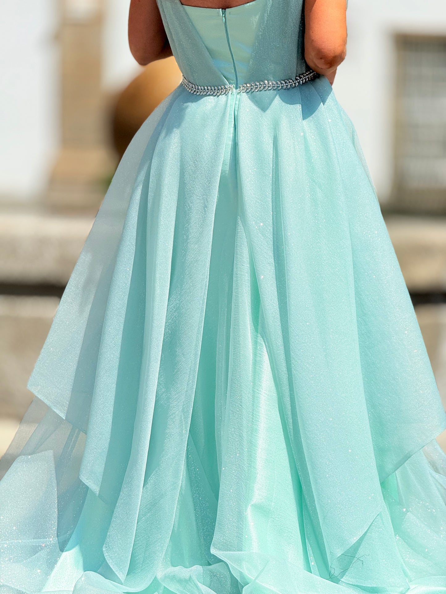 Vestido verde água