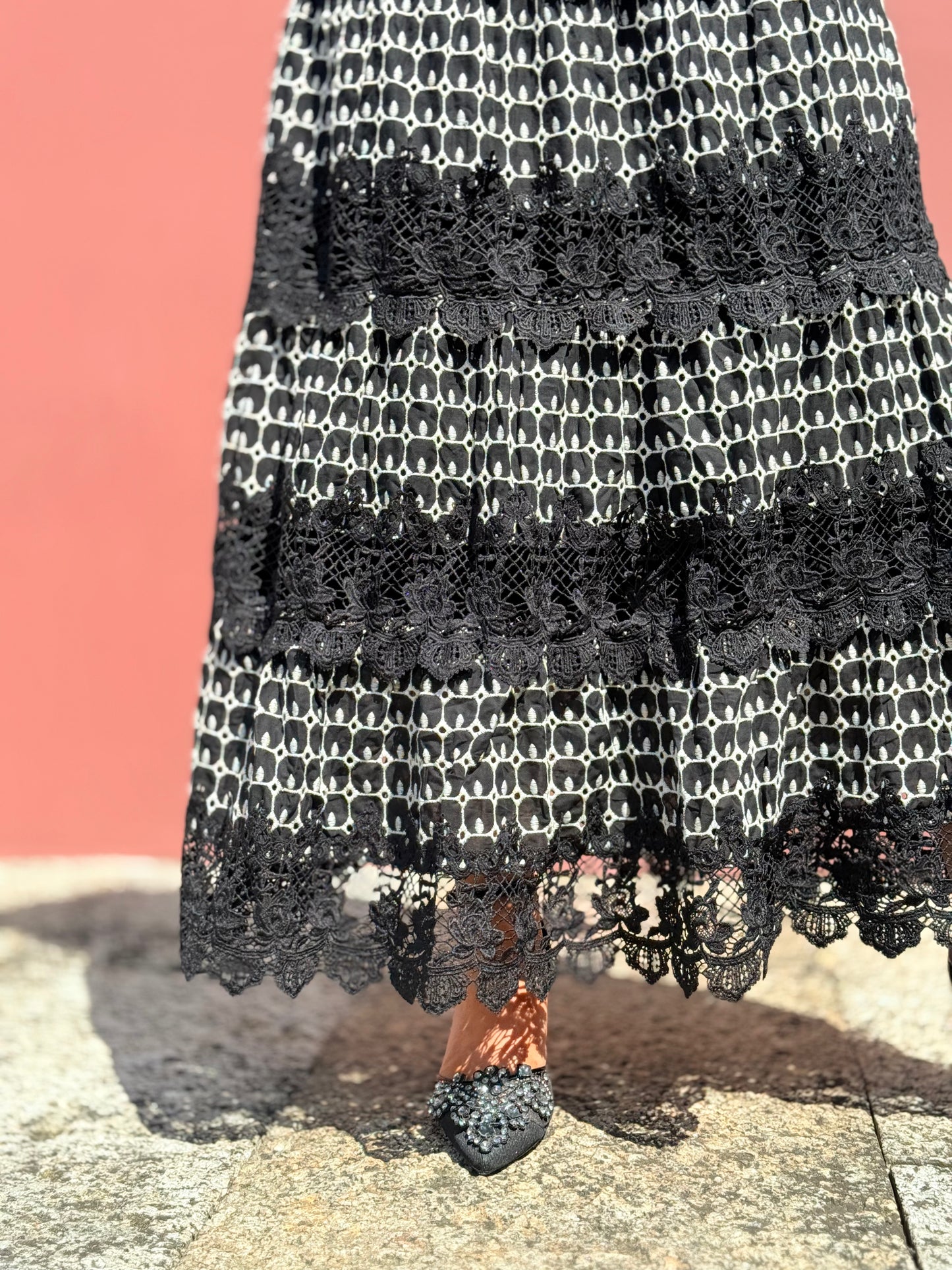 Vestido renda e bordado