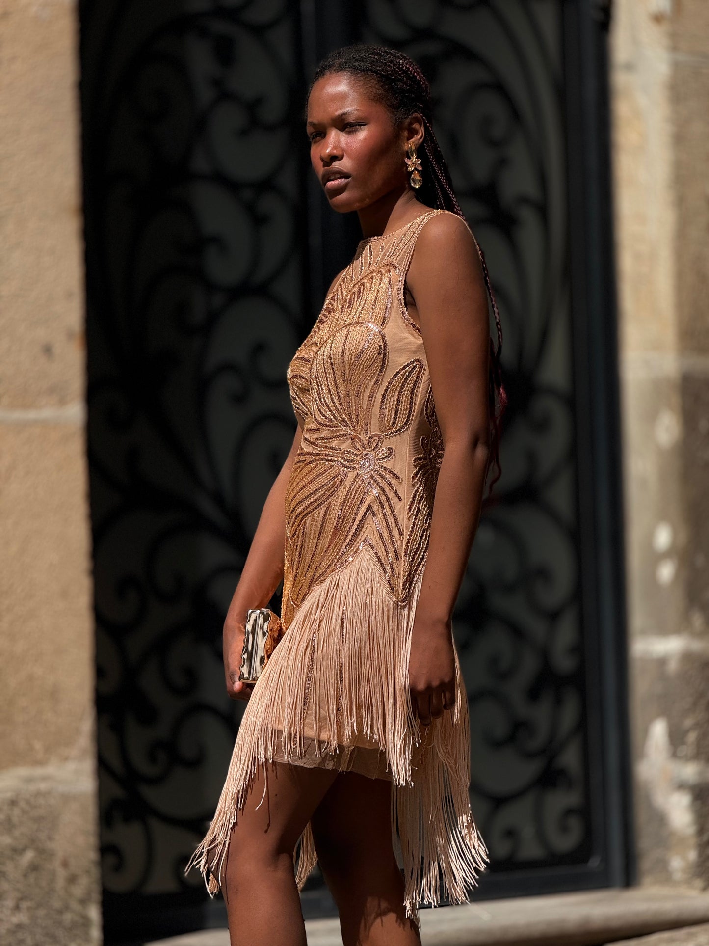 Vestido lantejoulas e franjas