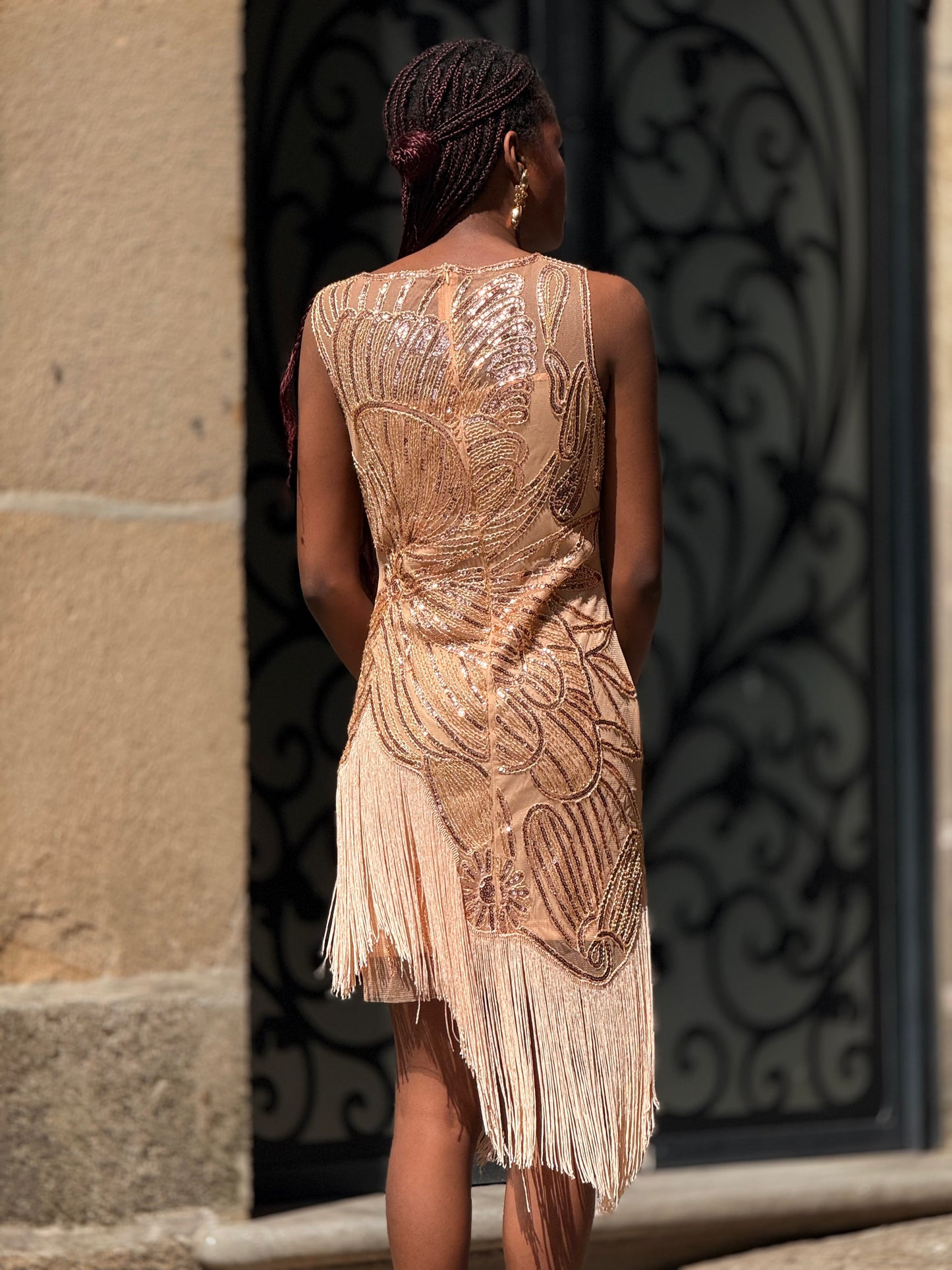 Vestido lantejoulas e franjas