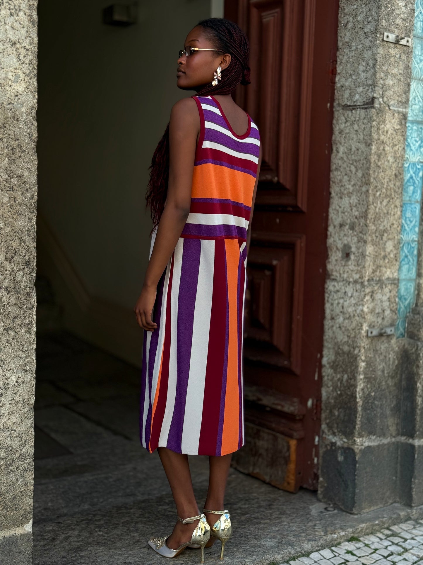 Vestido malha listras