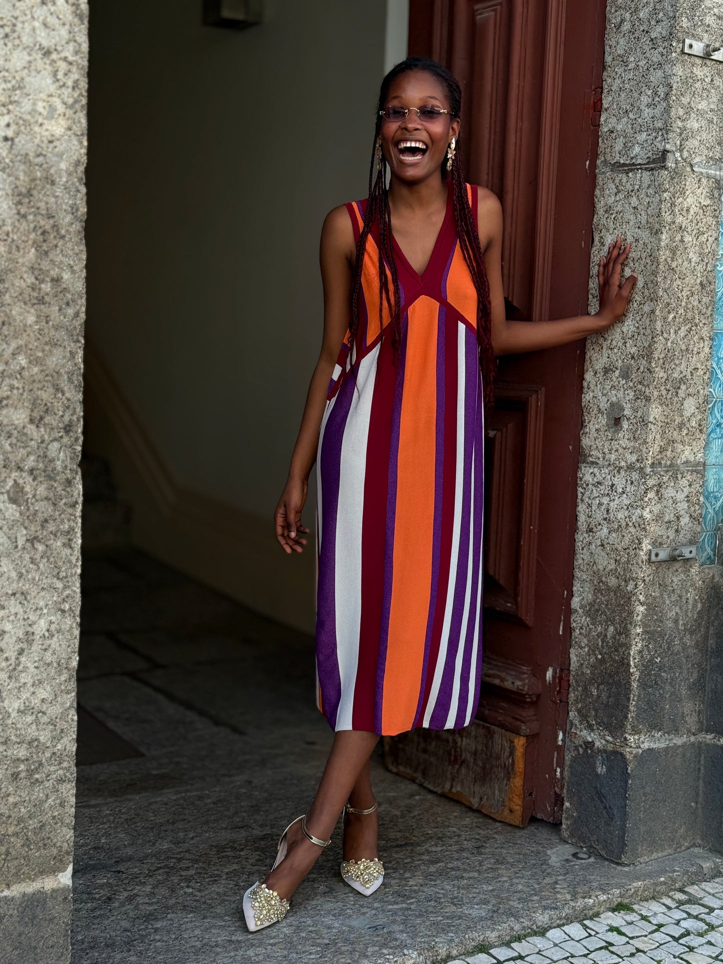 Vestido malha listras