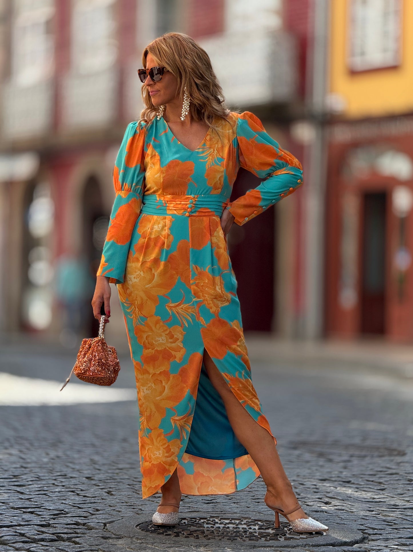 Vestido padrão laranja