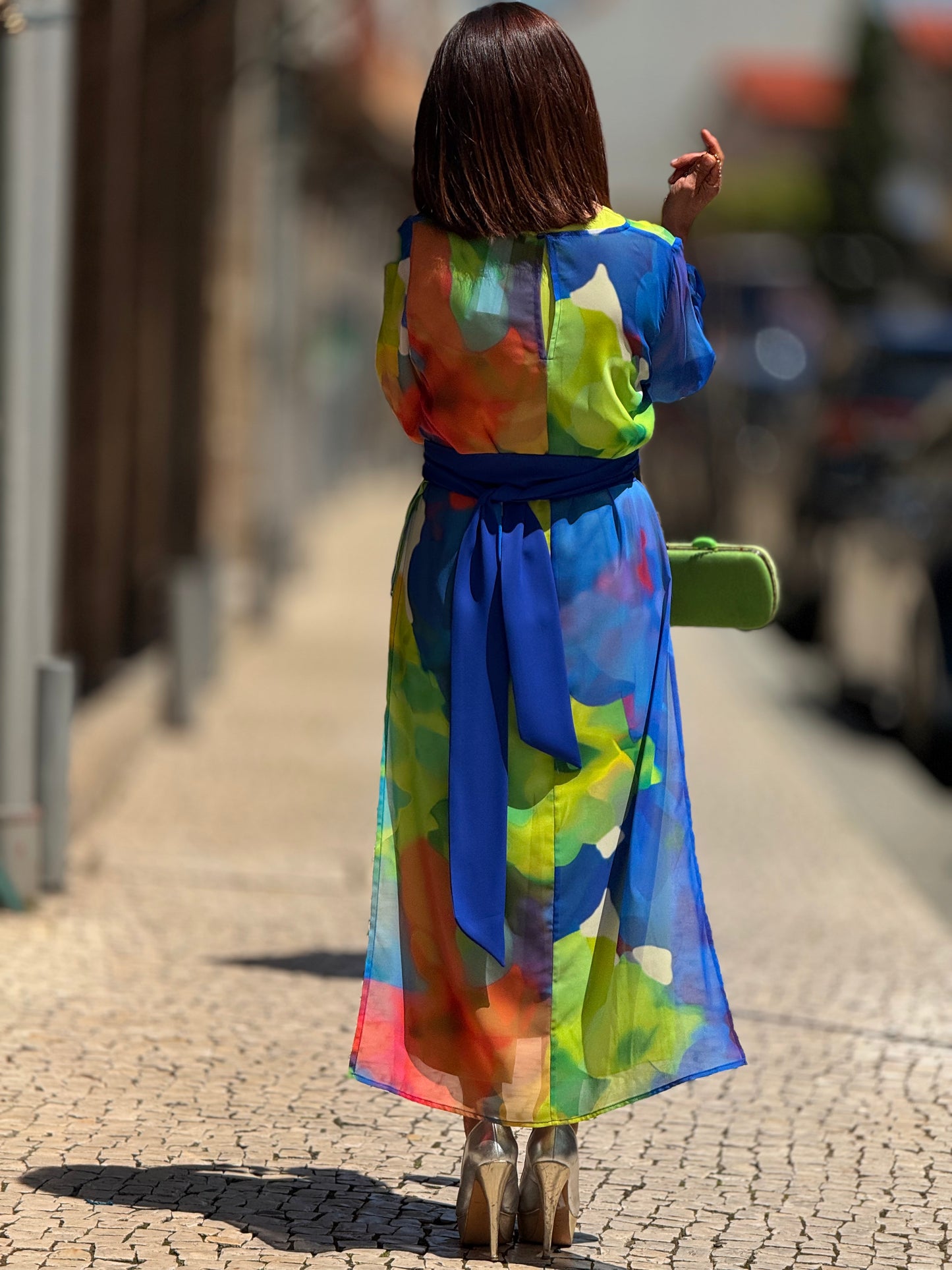 Conjunto vestido com capa