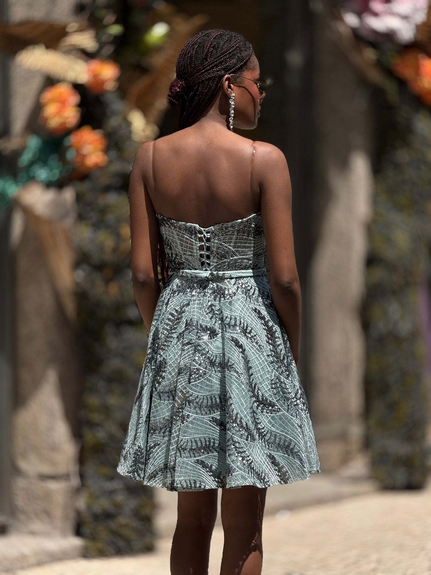 Vestido tecido texturado com cinto