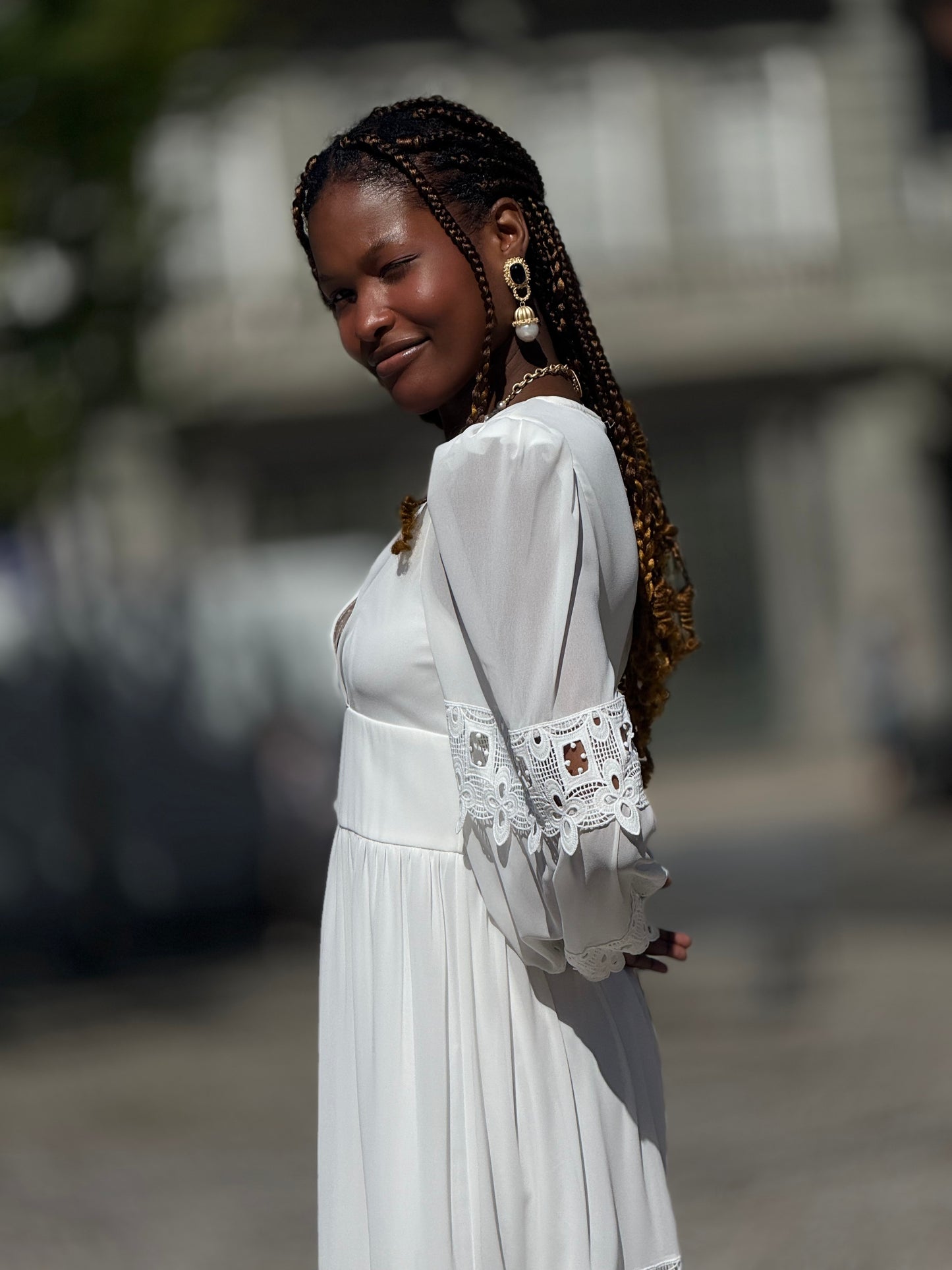 Vestido branco de renda