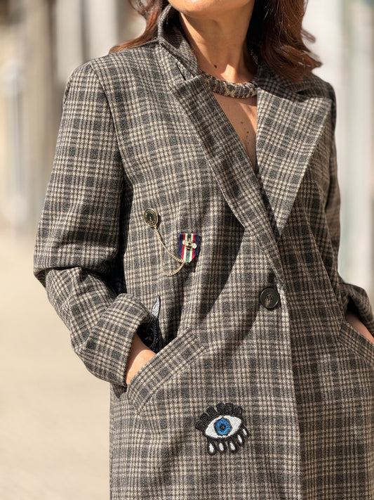 Blazer comprido com bordados