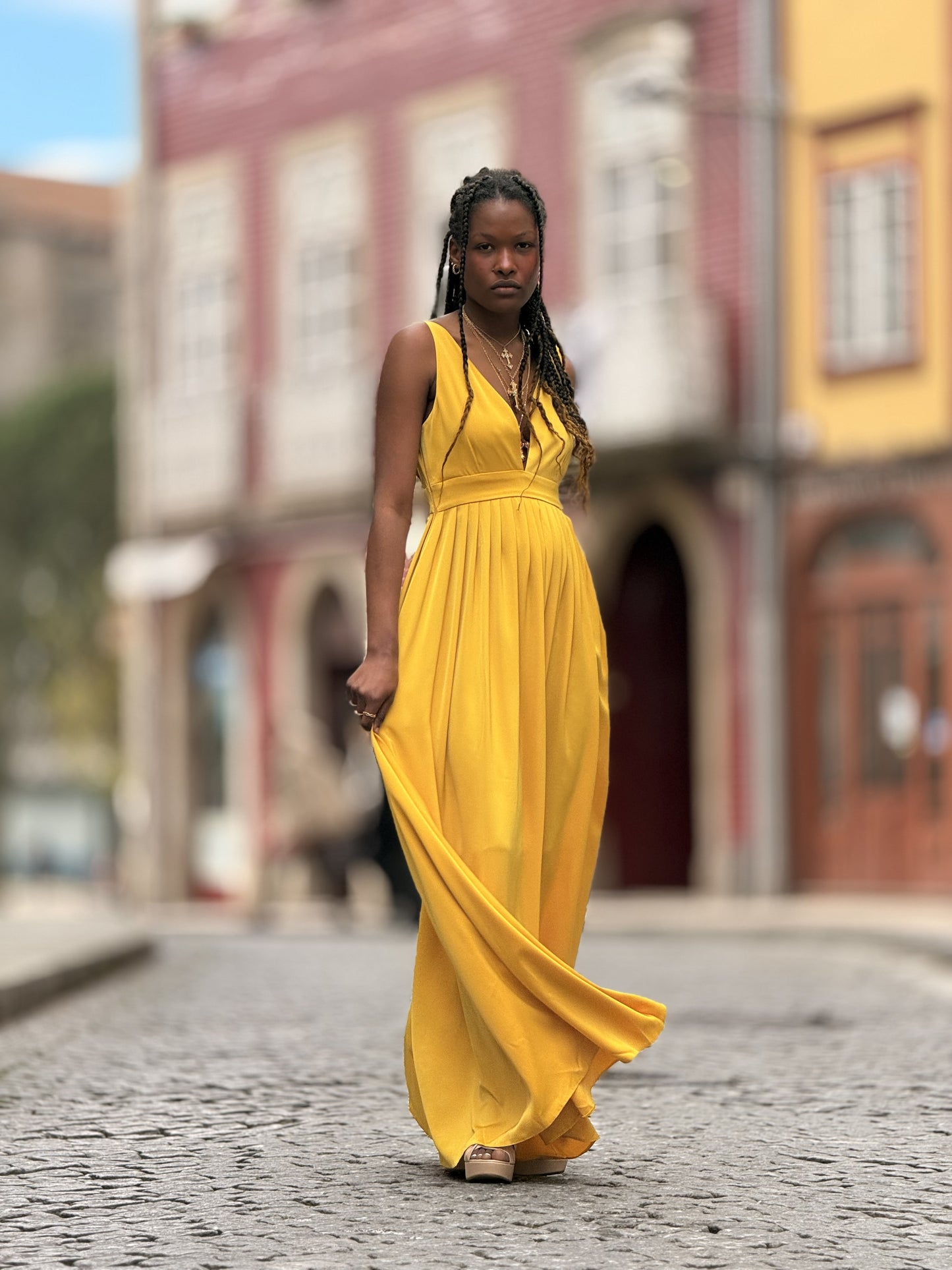 Vestido decote em V