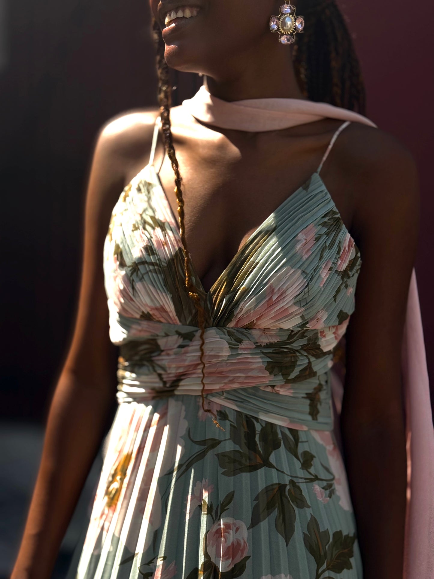Vestido plissado floral