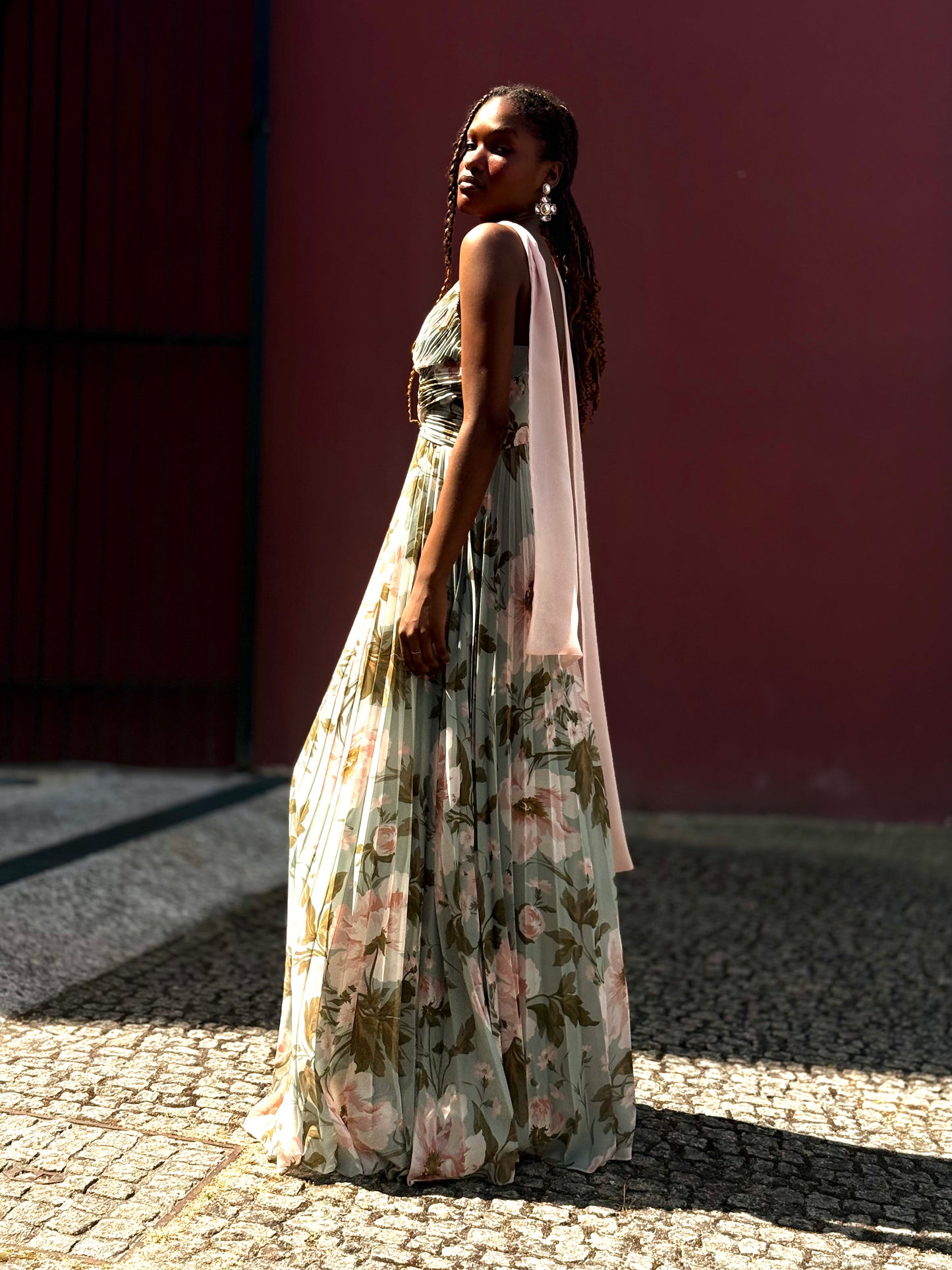 Vestido plissado floral