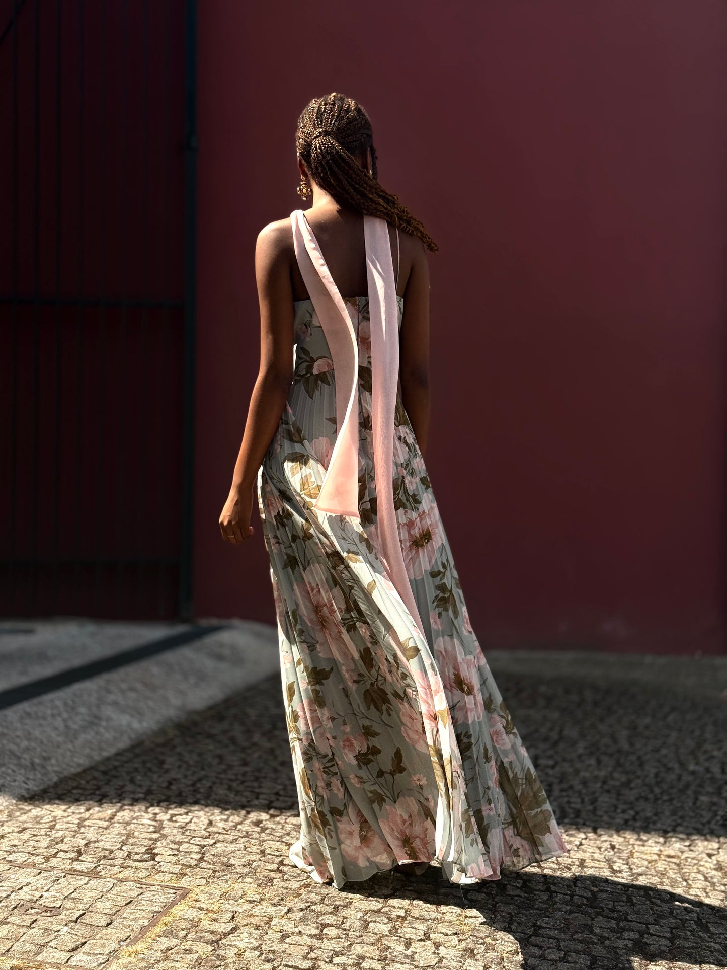 Vestido plissado floral