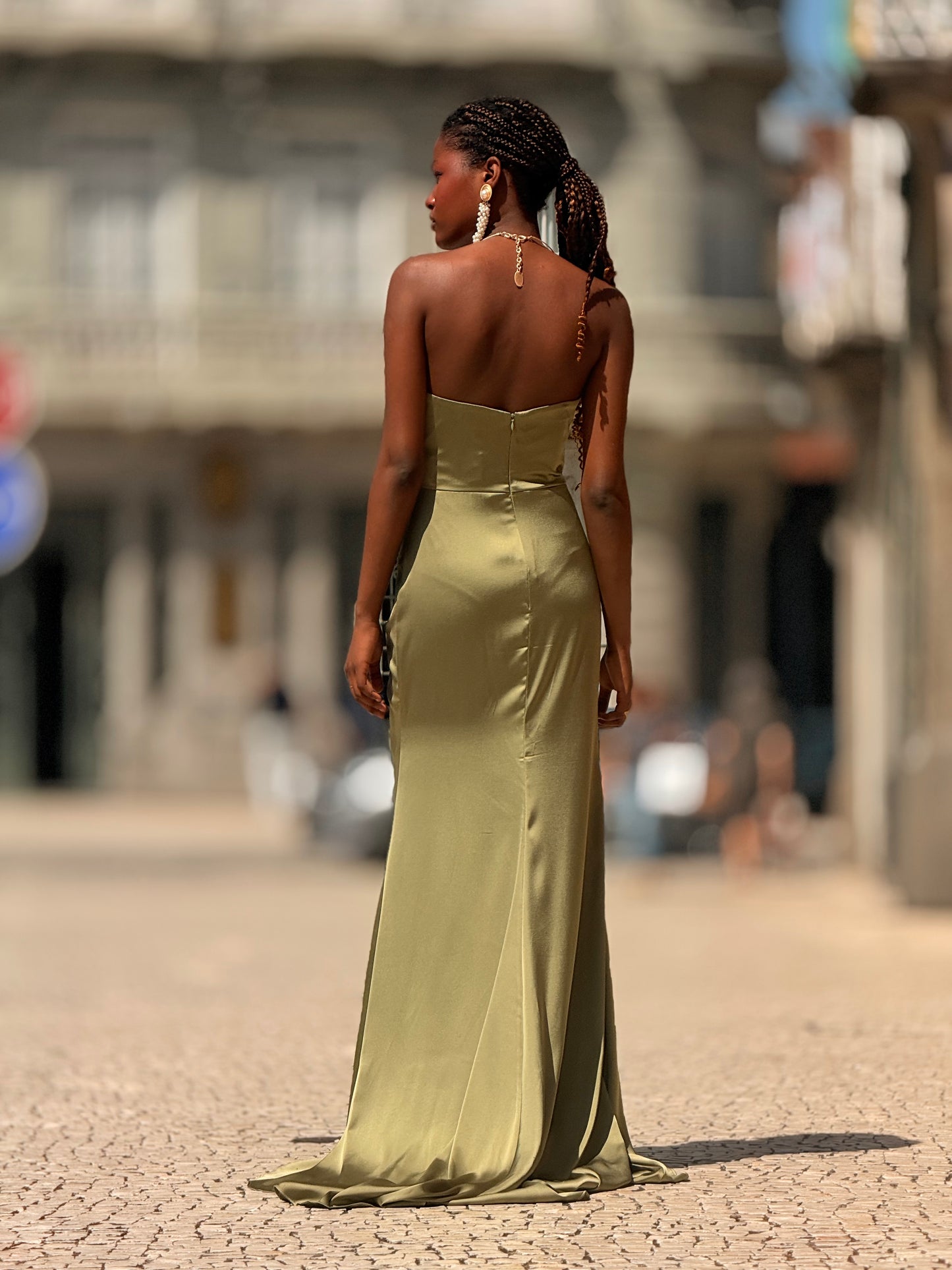 Vestido cai-cai olive