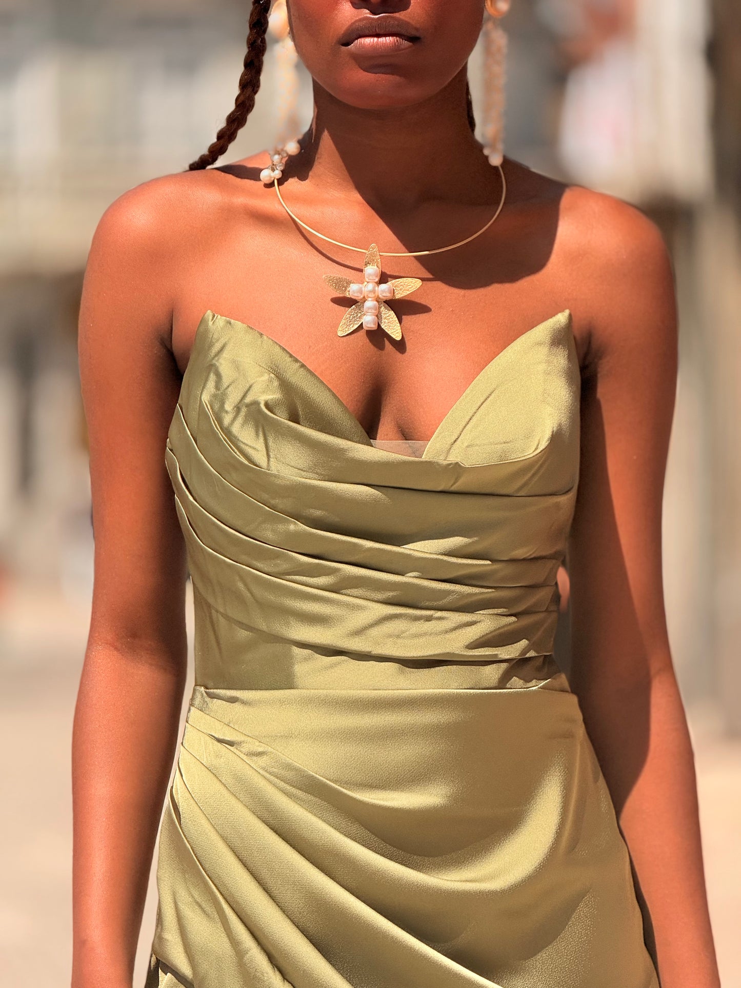 Vestido cai-cai olive