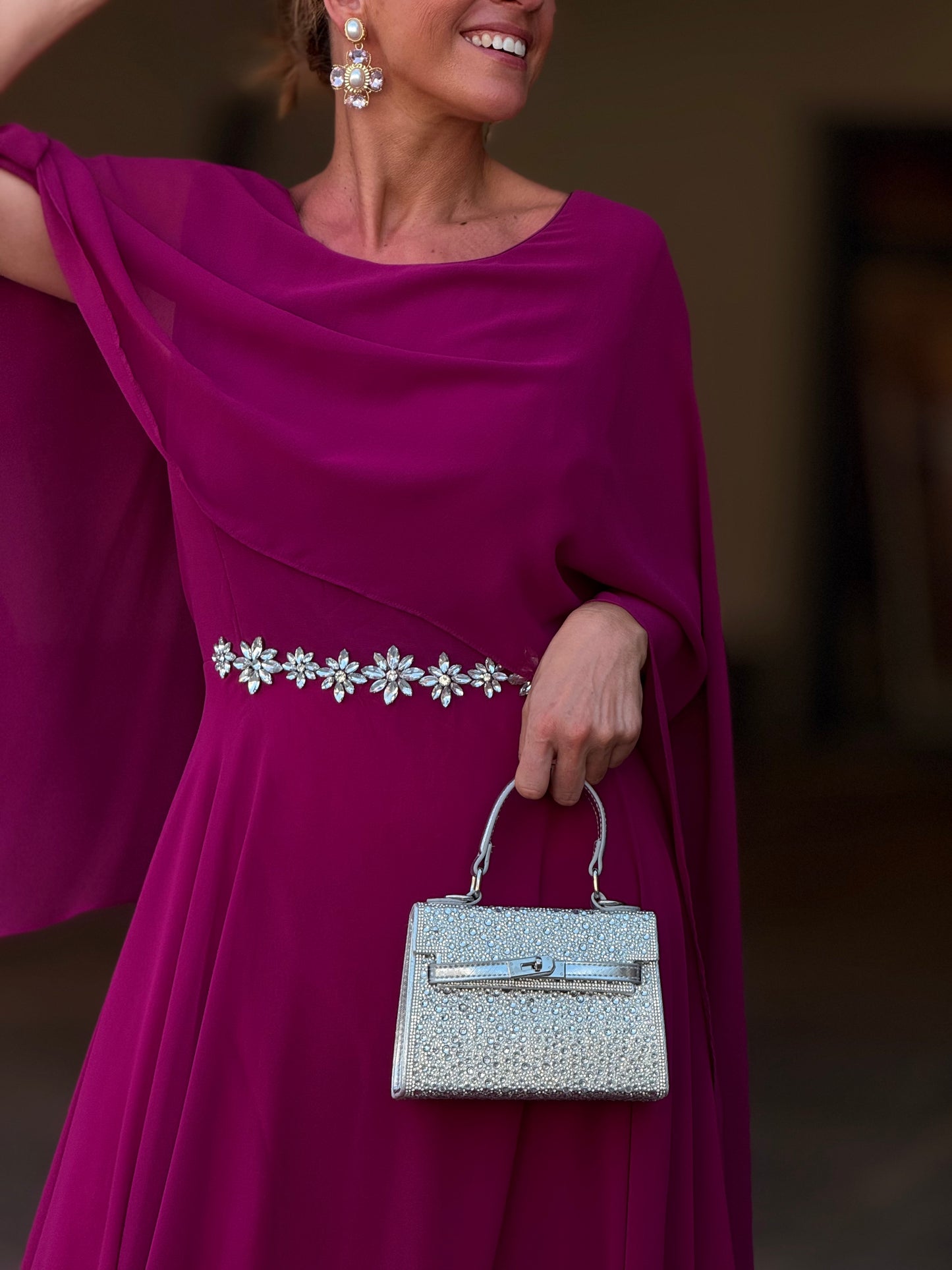 Vestido cinto em brilho