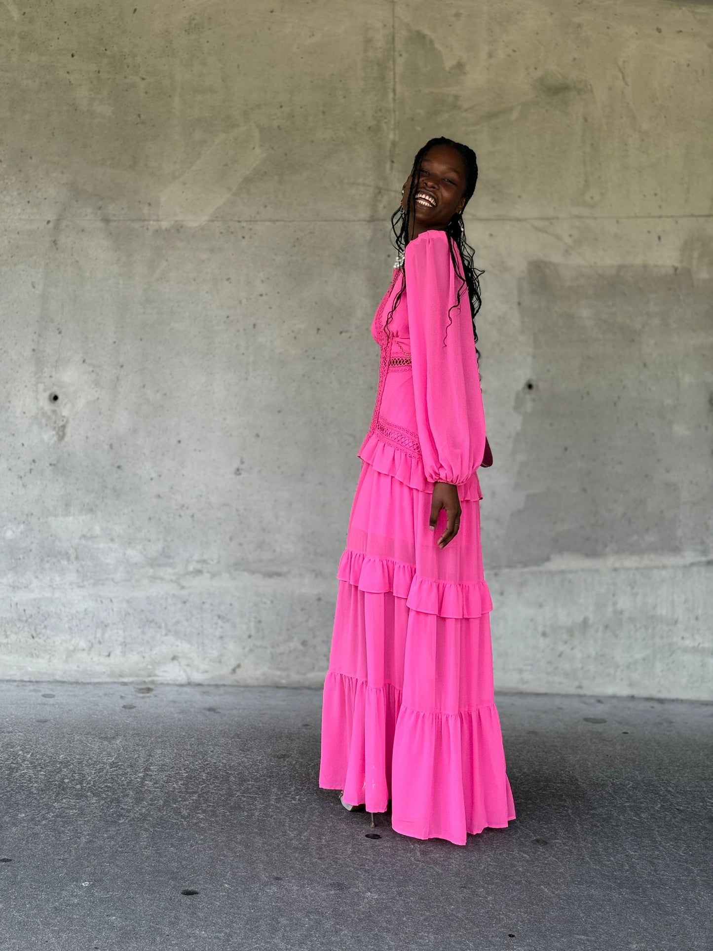 Vestido de folho e renda
