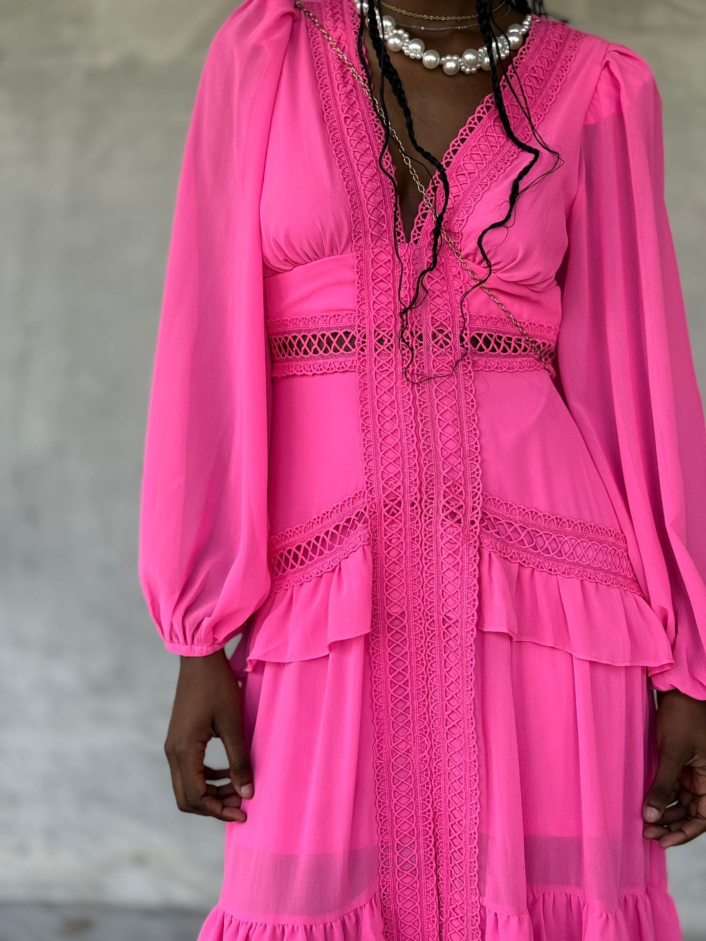 Vestido de folho e renda