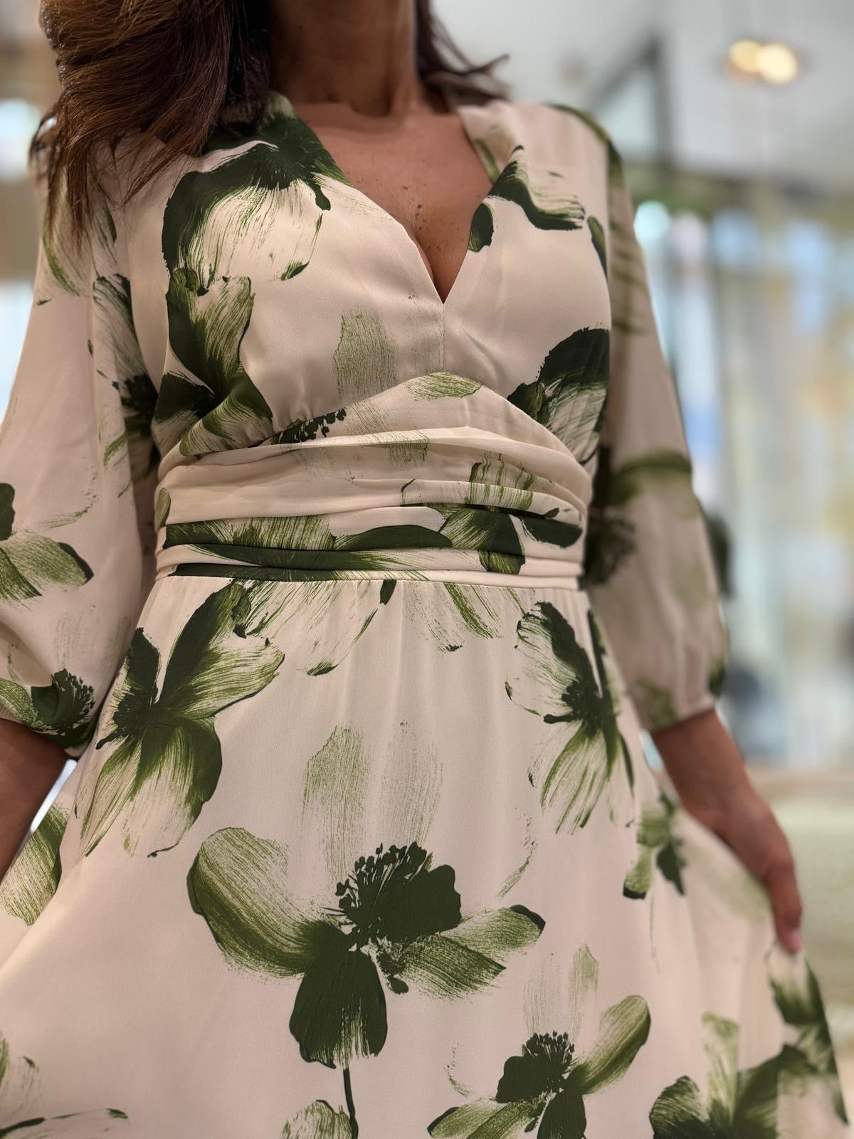 Vestido floral verde