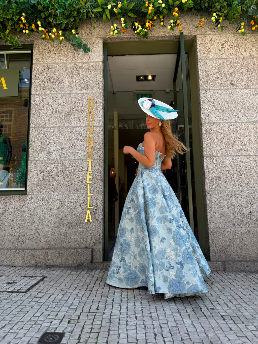 VESTIDO LONGO FLORAL AZUL