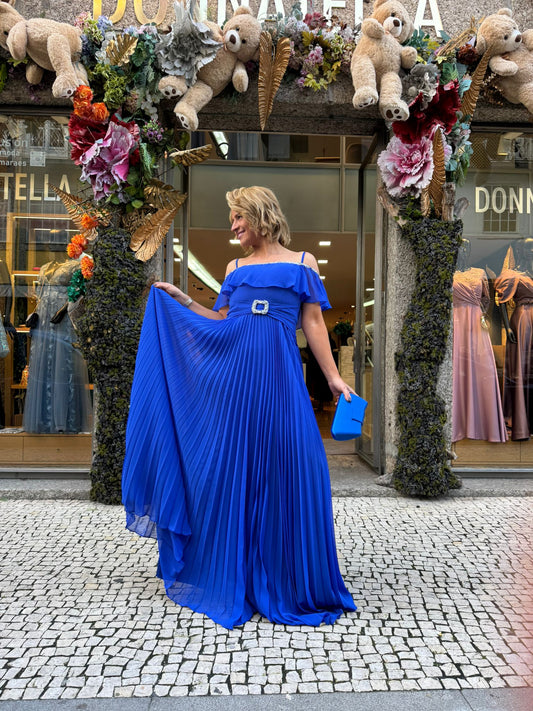 Vestido brilho plissado