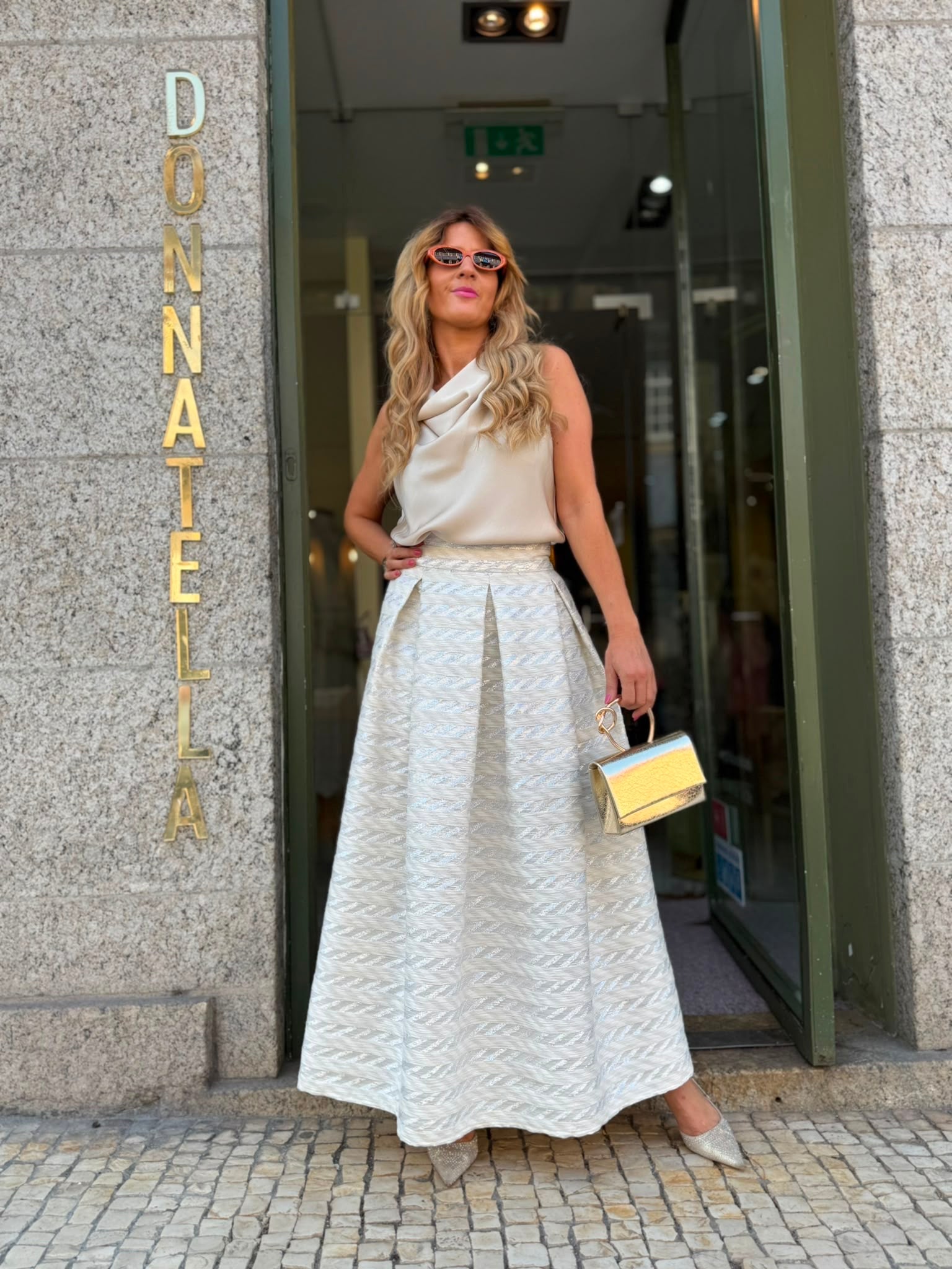 SAIA MIDI PRATEADA ELEGANCE