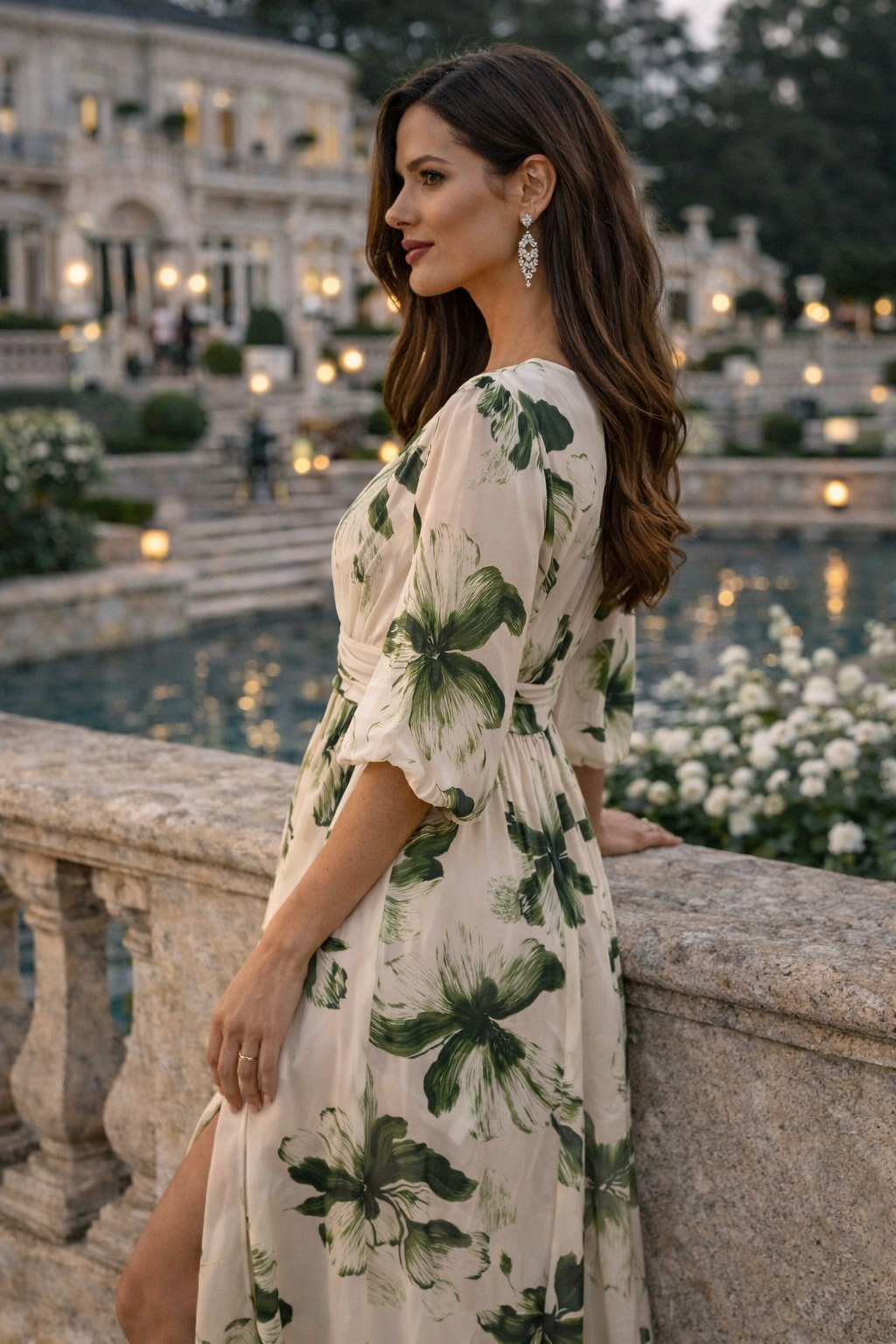 VESTIDO MIDI FLOR VERDE