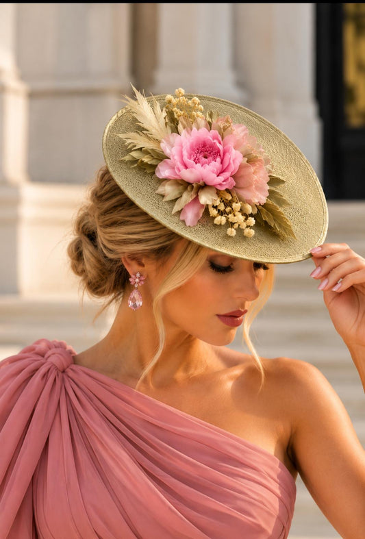 TOUCADO DOURADO COM FLOR ROSA