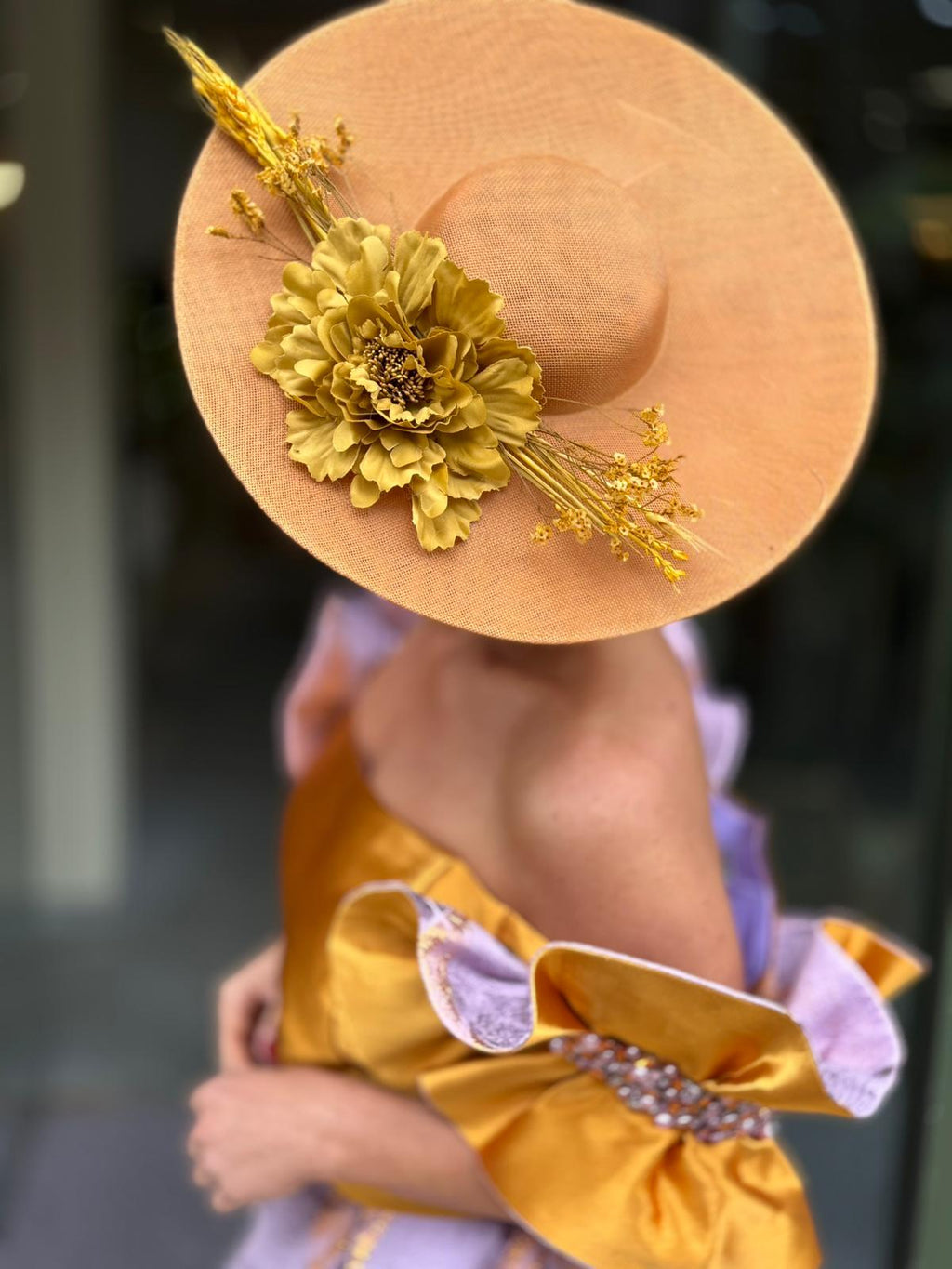VESTIDO BICOLOR DOURADO E LILÁS