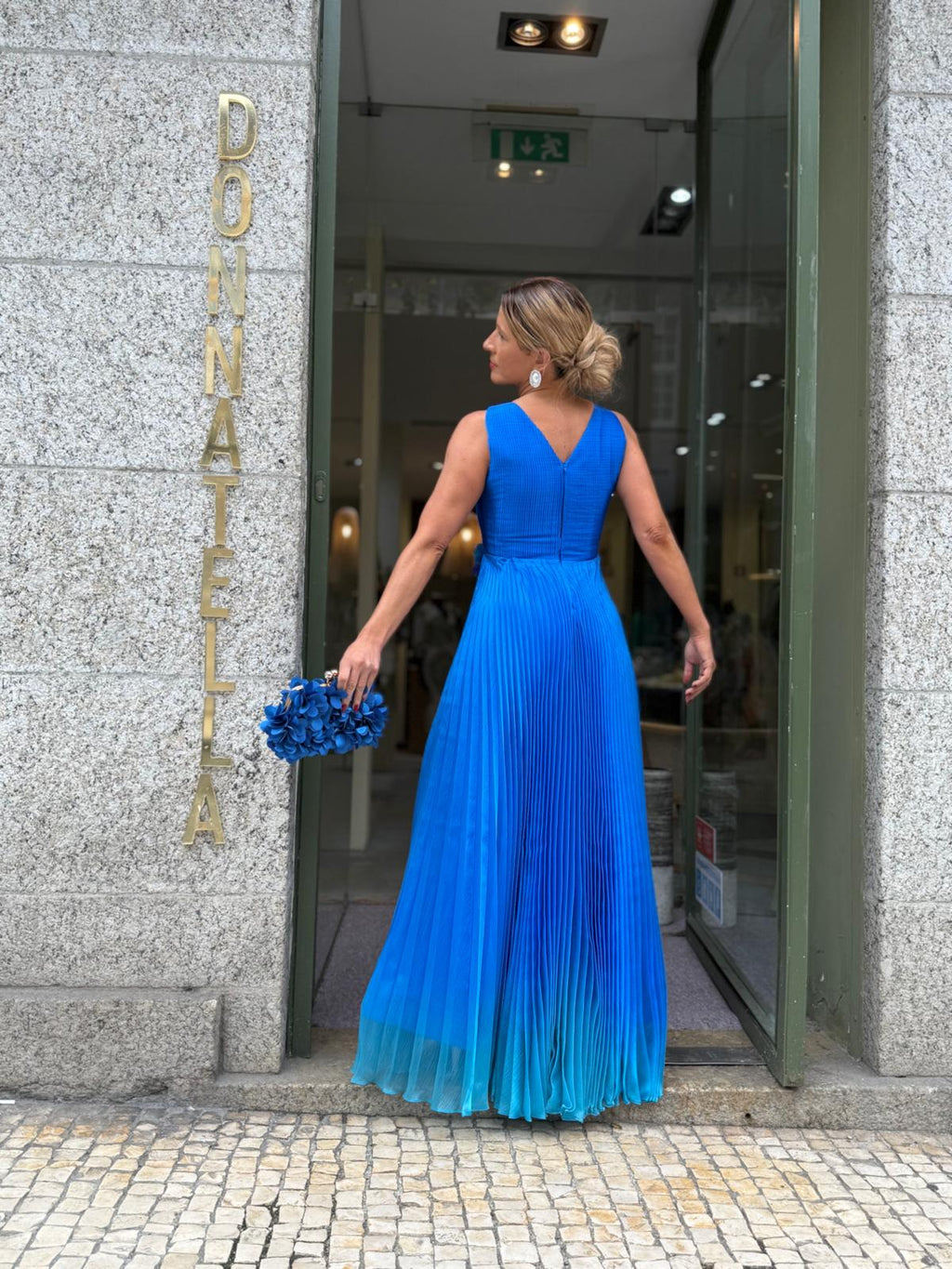 VESTIDO AZUL PLISSADO