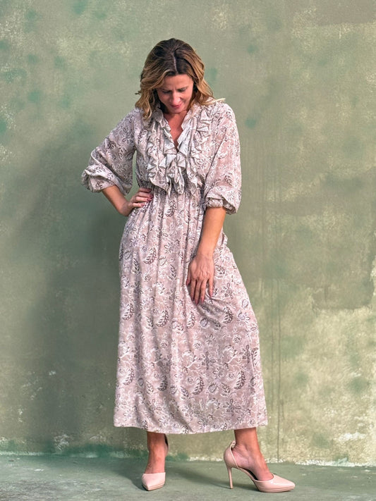 Vestido estampado longo