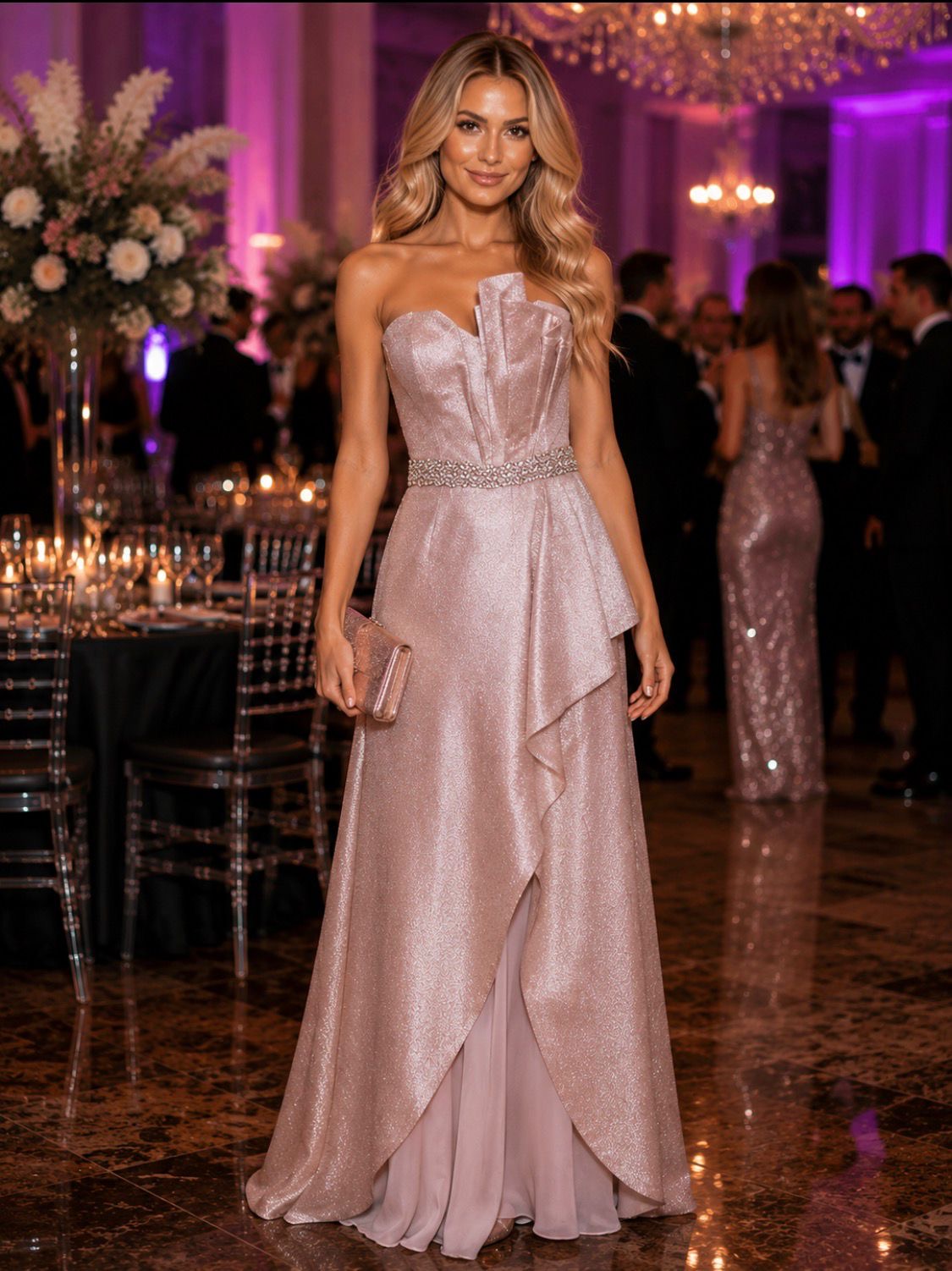 VESTIDO LONGO ROSA GOLD