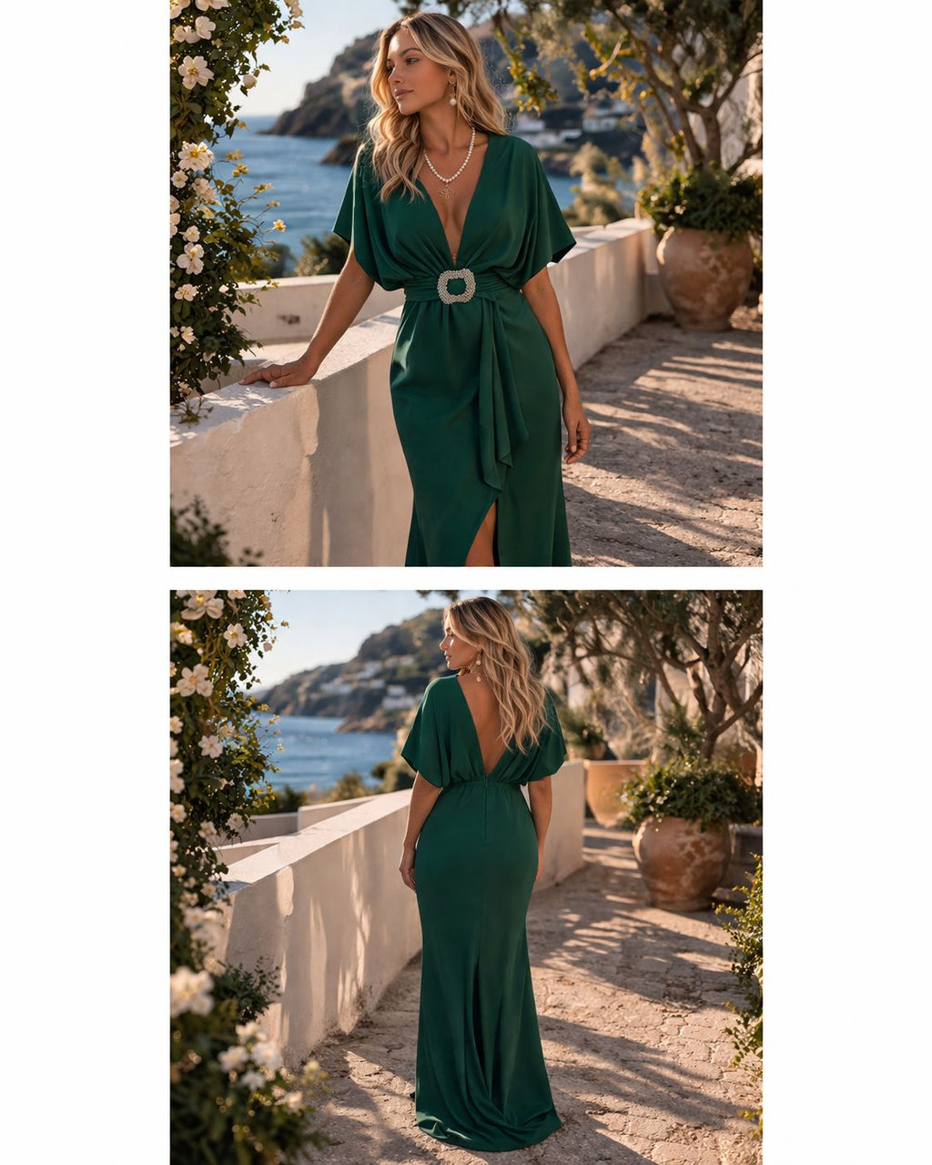 VESTIDO VERDE DECOTADO