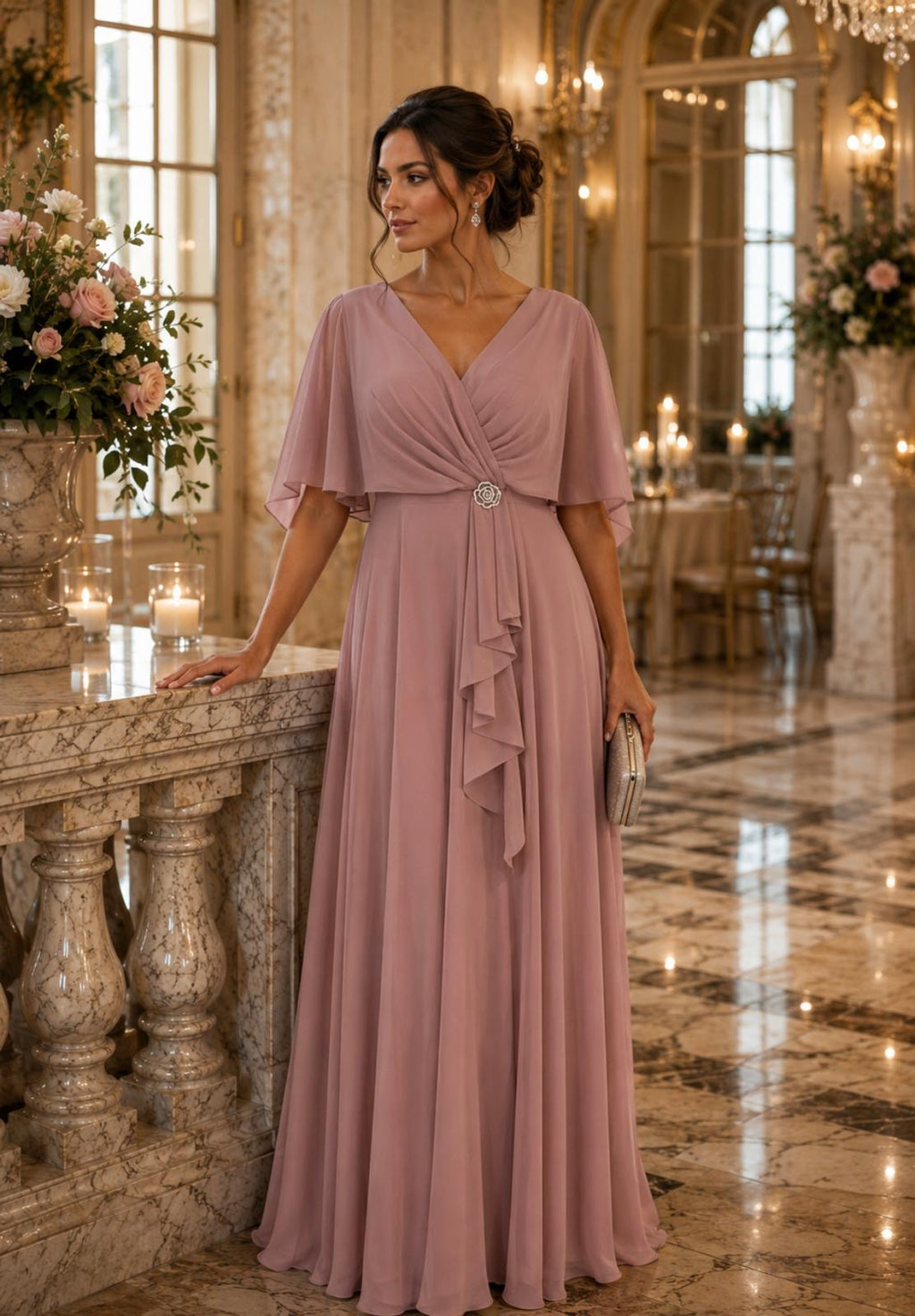 VESTIDO COMPRIDO COM APLICAÇÃO