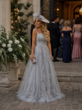 VESTIDO CINZA TULE BORDADO