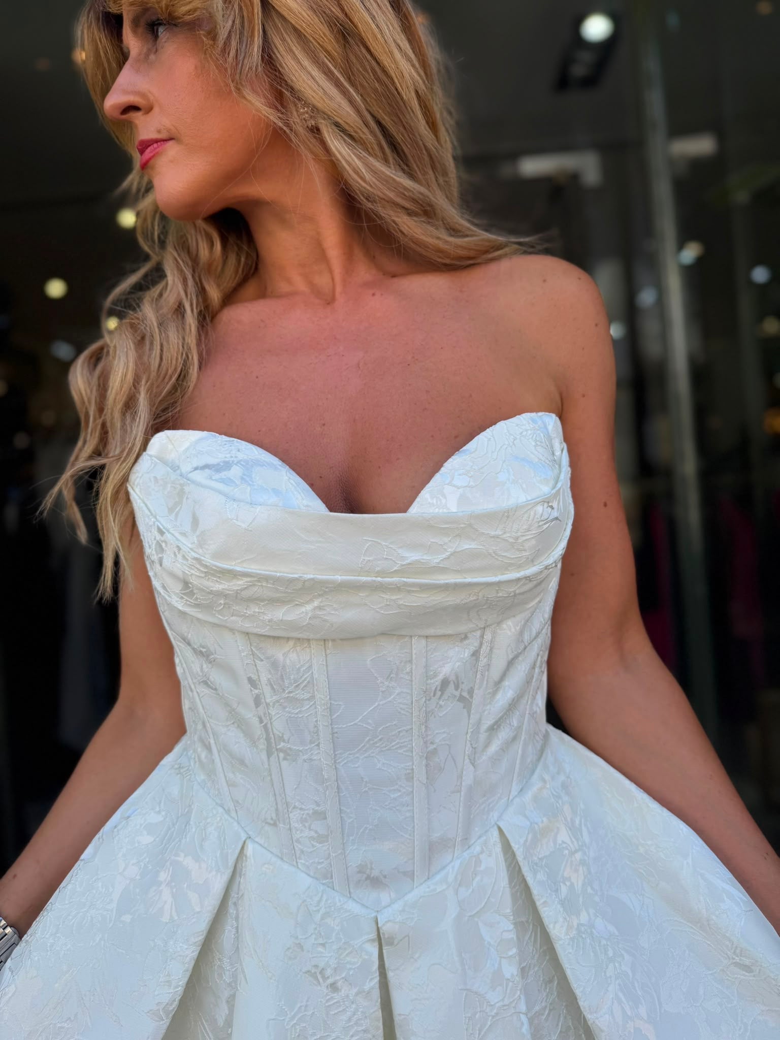 VESTIDO LONGO BRANCO JACQUARD