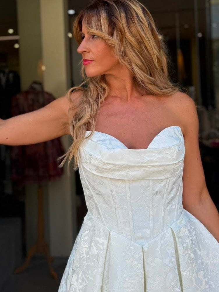 VESTIDO LONGO BRANCO JACQUARD
