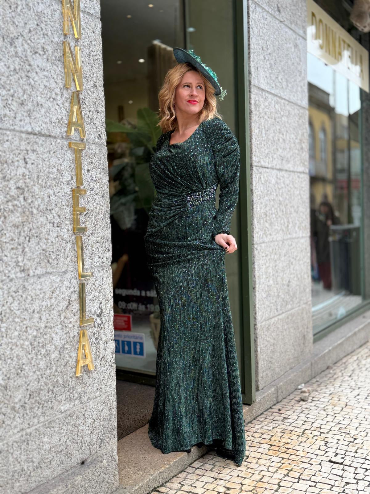 VESTIDO VERDE BRILHO