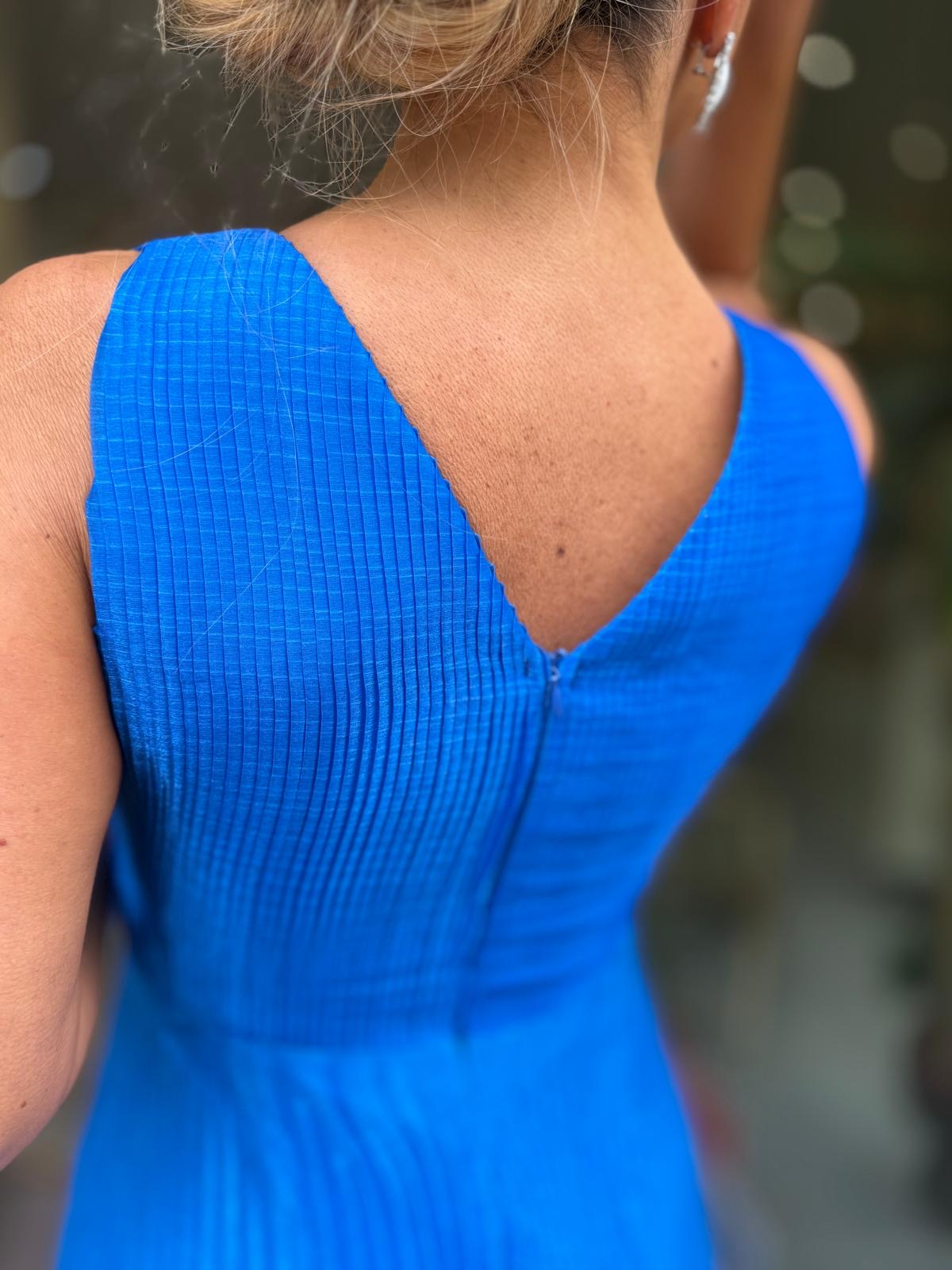 VESTIDO AZUL PLISSADO
