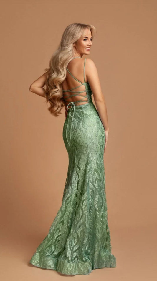 Vestido brilho em forma de chama