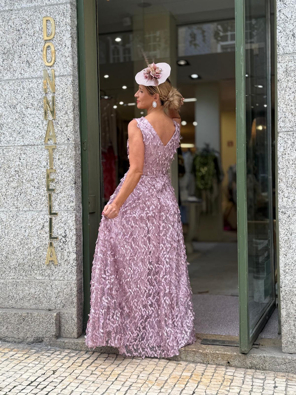 VESTIDO ROSA TEXTURIZADO