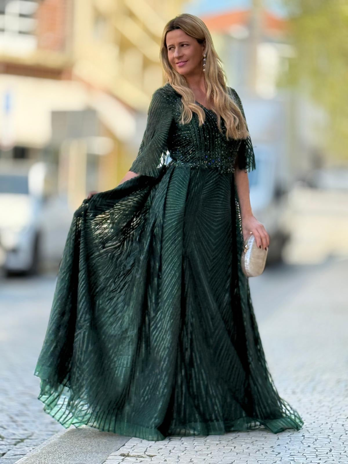 VESTIDO VERDE LANTEJOULAS