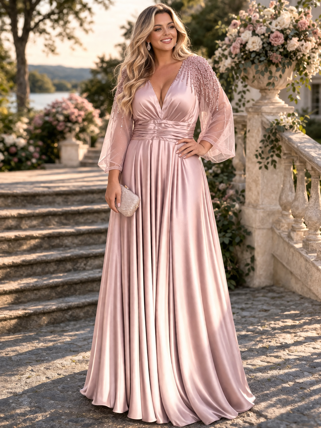 VESTIDO ROSA ACETINADO
