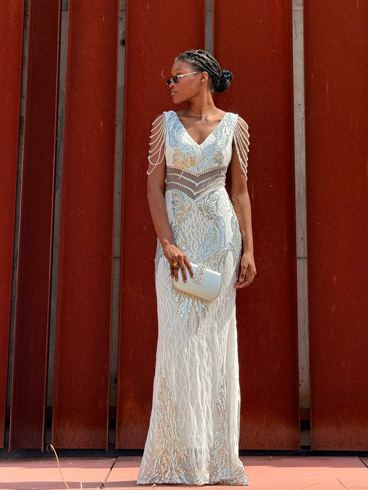 Vestido sereia em pedraria