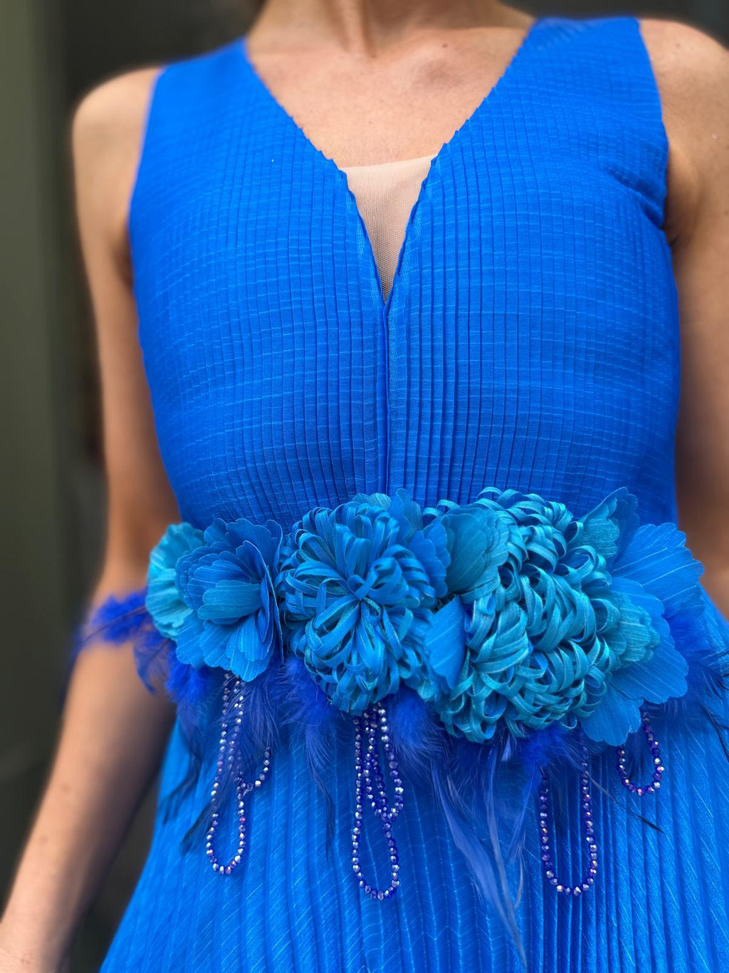 VESTIDO AZUL PLISSADO