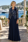 VESTIDO AZUL MARINHO BORDADO