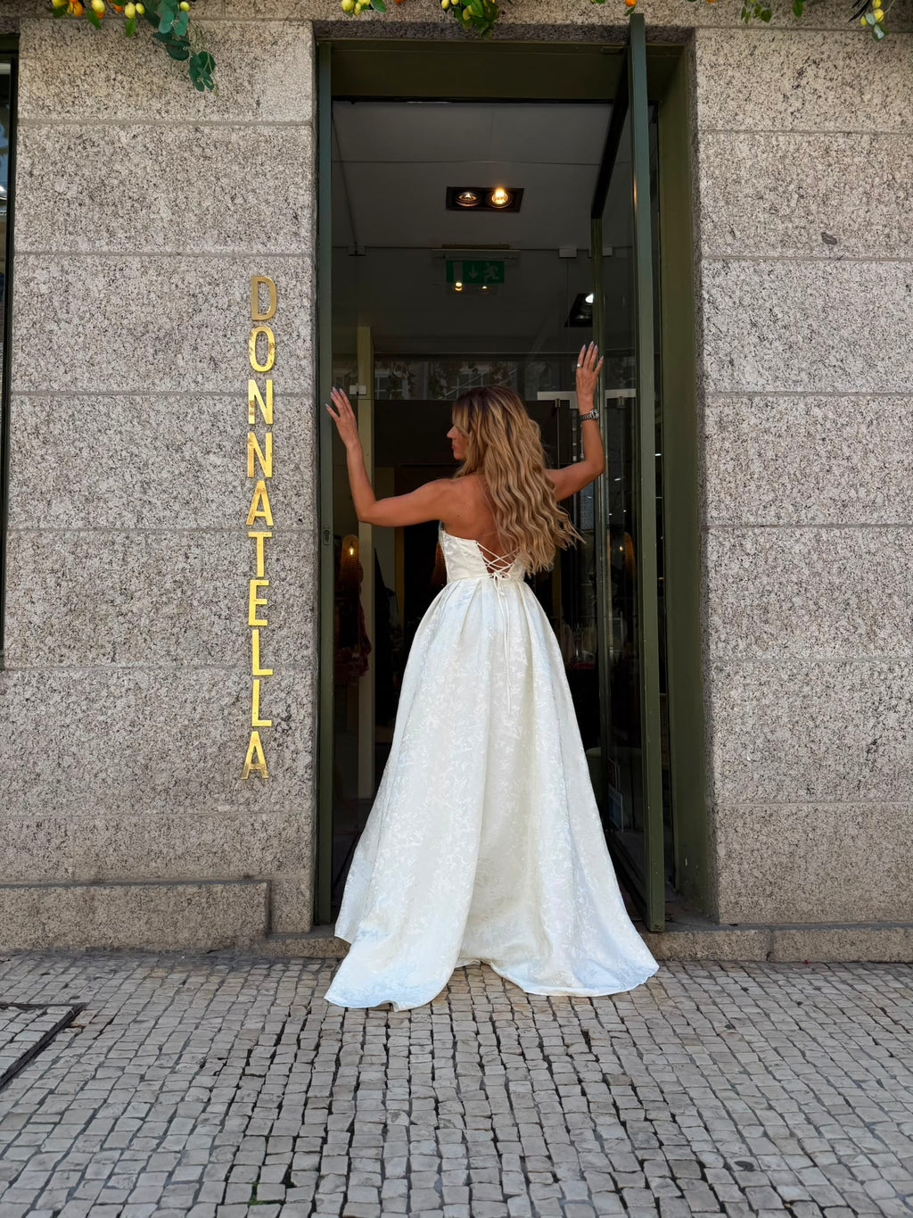 VESTIDO LONGO BRANCO JACQUARD