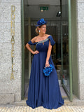 VESTIDO AZUL MARINHO OMBRO A OMBRO
